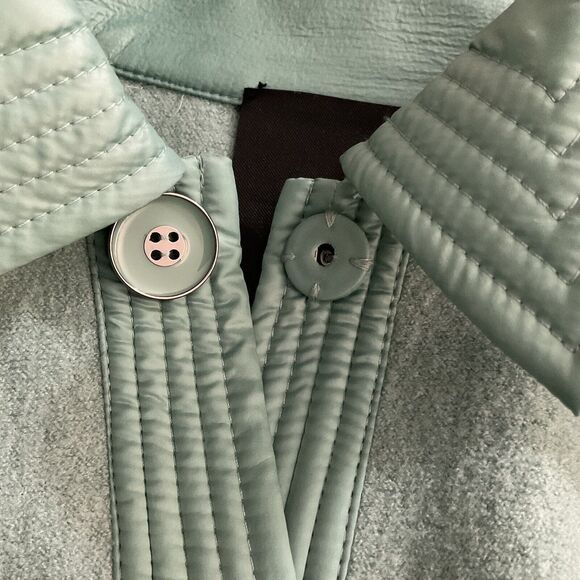 New Carlisle Jacket Women Size 10 Turquoise Wool Collared Snap Up Blazer Pockets - Picture 8 of 9